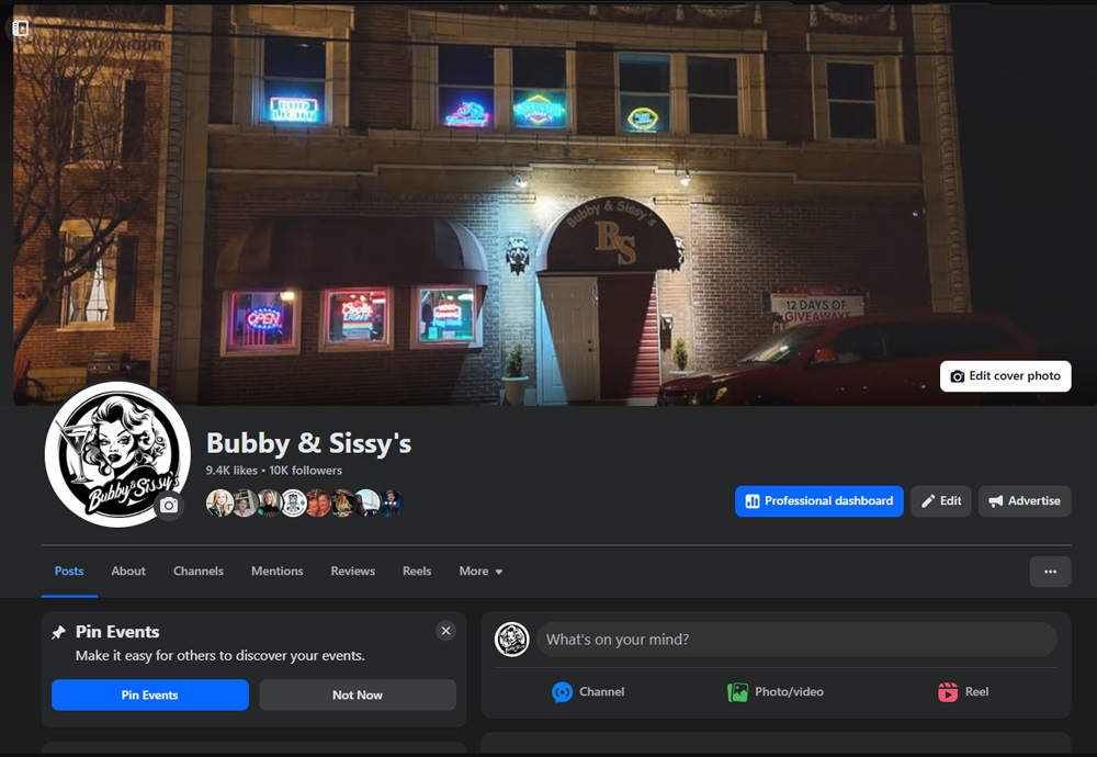 Bubby & Sissy's Facebook page screenshot