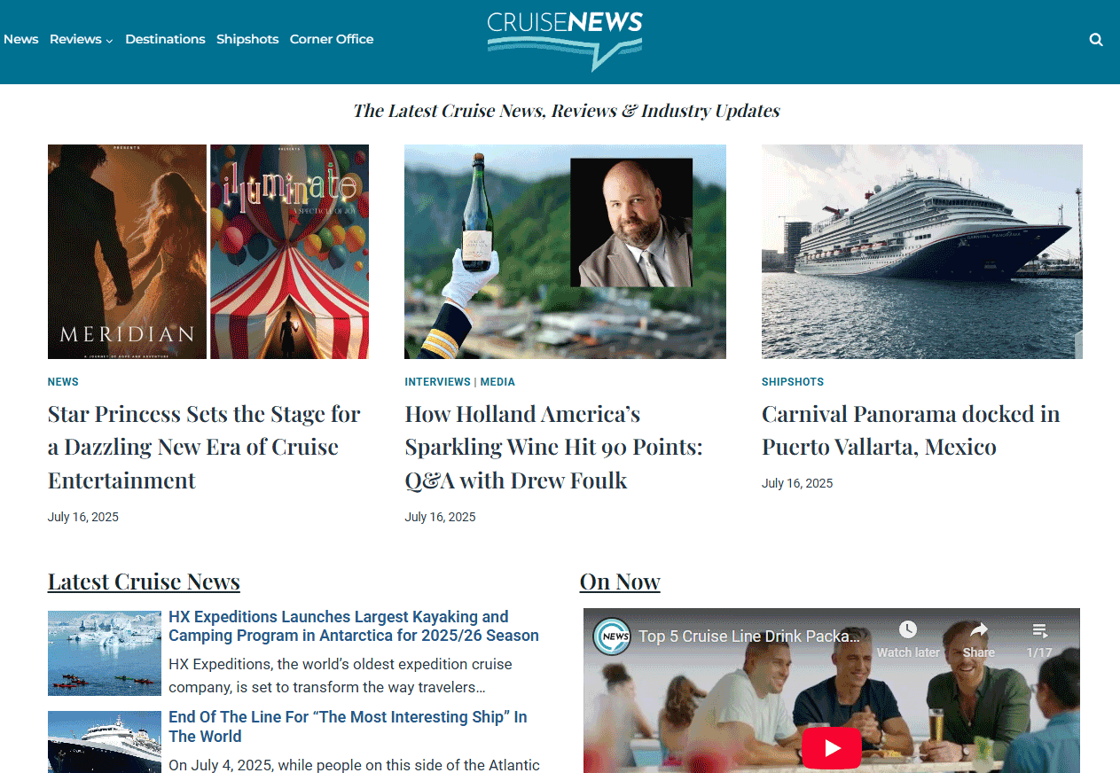 CruiseNews.com homepage screenshot